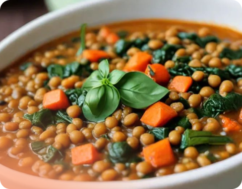 Lentil and spinach stew