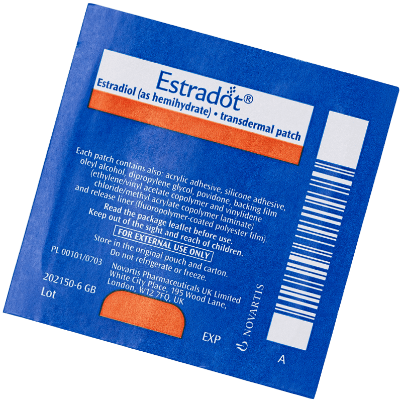Individual Estradot patch in packaging