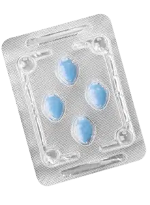 Silver blister pack containing 4 Viagra tablets