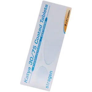 White and blue box of Katya tablets