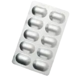 Silver blister pack containing 10 capsules