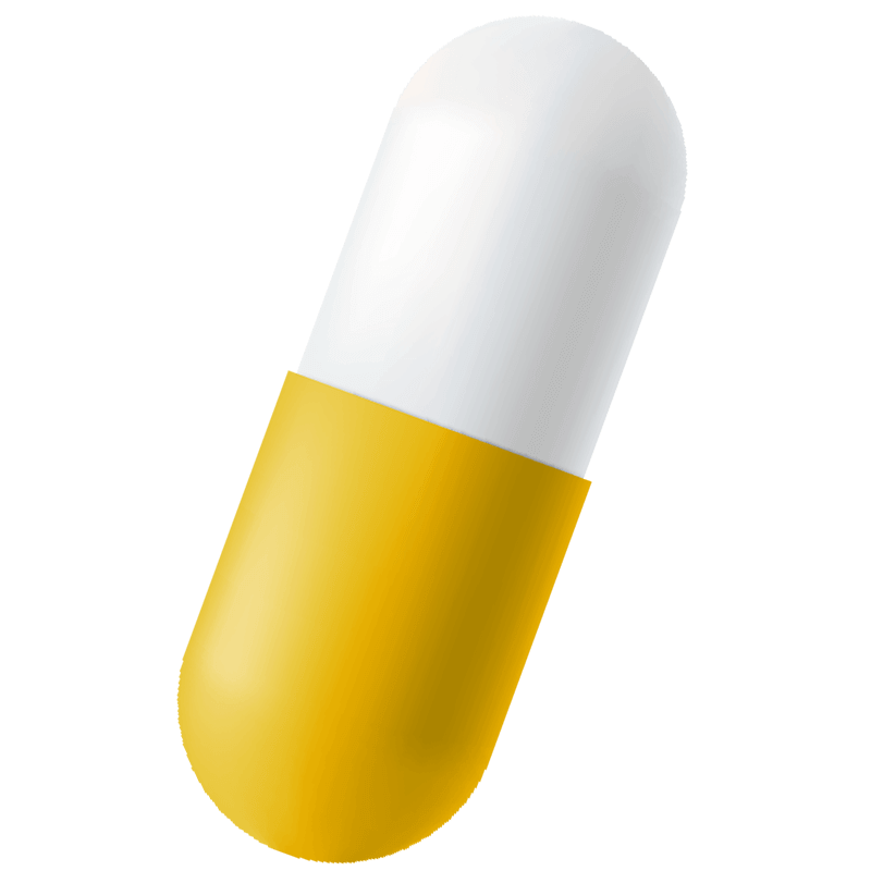 Yellow and white capsule of medicine