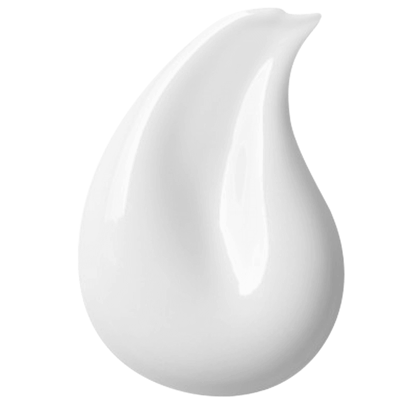 Teardrop shaped smear of white gel