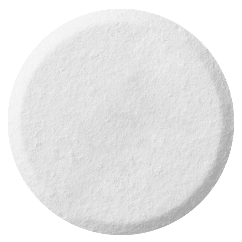 Close up of a plain round white tablet