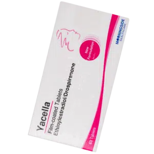 White and pink box of Yacella tablets