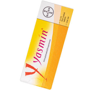 Yellow box of Yasmin tablets
