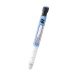 White and light blue Victoza injection pen with dose counter