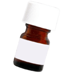 Brown translucent medicine bottle with plain white label and cap
