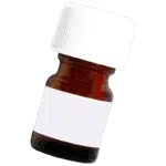 Brown translucent medicine bottle with plain white label and cap
