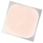 Square silver packet containing one pink skin patch