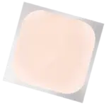 Square silver packet containing one pink skin patch