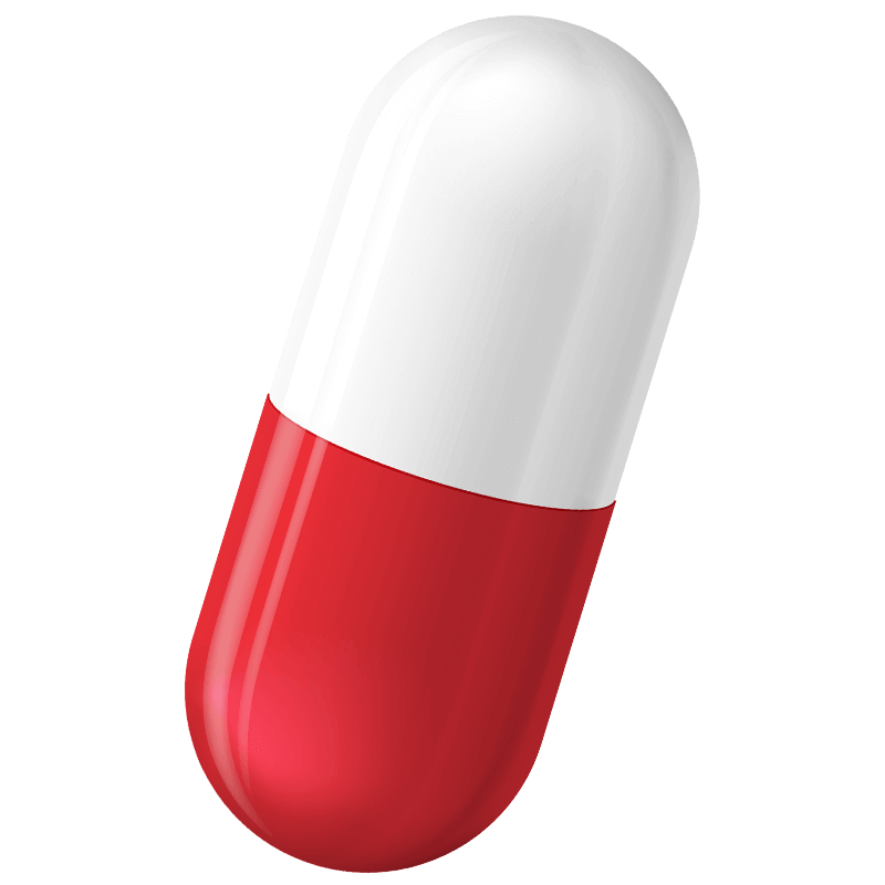 Two-tone capsule - half red, half white