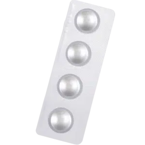 Small blister pack containing 4 round tablets