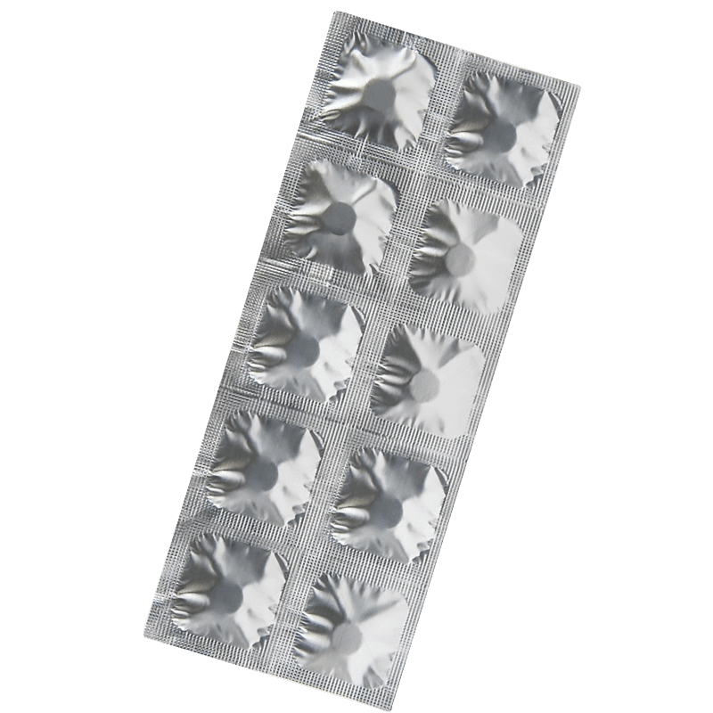 Silver foil blister containing 10 tablets