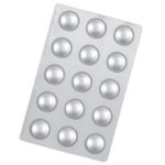 Silver blister pack containing 15 round tablets