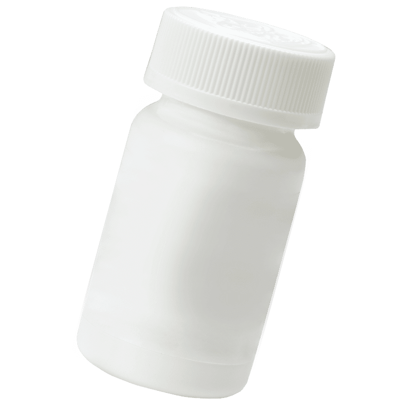 Small plain white medicine bottle with ridged cap