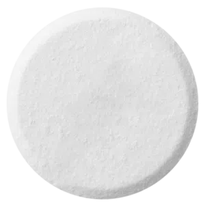 Close up image of one round lamisil tablet