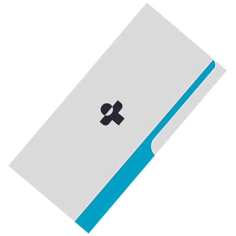 Generic blue and white blister packaging with Treated logo